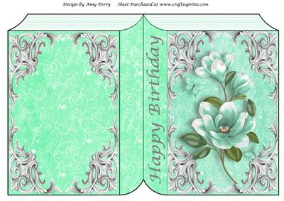 Beautiful Aqua Flower Bunch Book Card