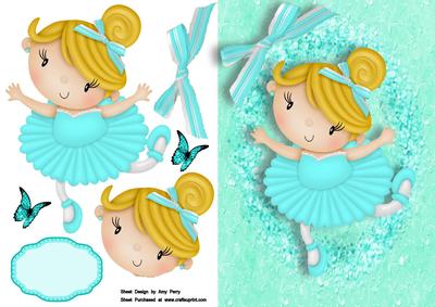 Lovely Blonde Ballerina in Aqua Dress