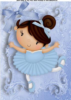 Lovely Brunette Ballerina in Blue Dress A4
