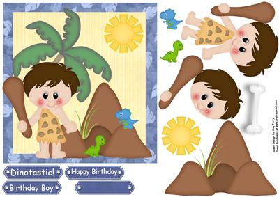 Cave Boy with Little Dinosaurs Topper