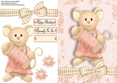 Adorable Mouse with Pink Cotton Reel