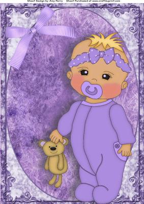 Lovely Baby Girl in Lilac Baby Grow A4