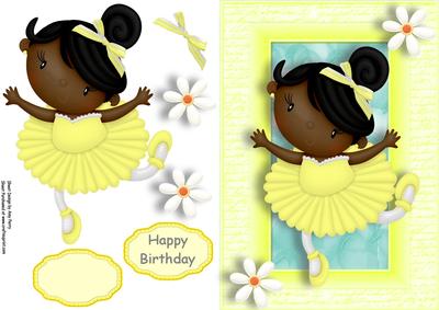 Little Ethnic Girl Ballerina in Yellow Tutu