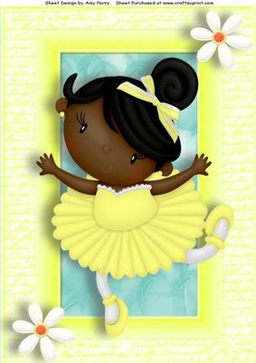 Little Ethnic Girl Ballerina in Yellow Tutu A4