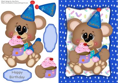 Chunky Brown Birthday Bear All Ready for the Party