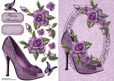 Lovely Lilac Glitzy Shoe with Purple Rose's