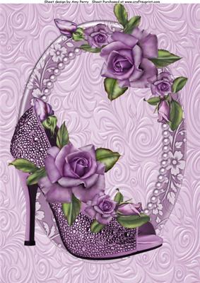 Lovely Lilac Glitzy Shoe with Purple Rose's A4