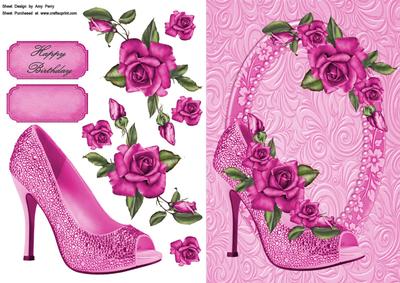 Lovely Pink Glitzy Shoe with Pink Rose's