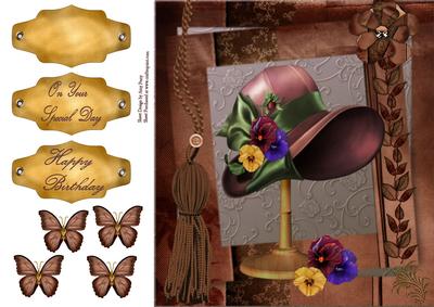 8x8 Vintage Pansy Lady Hat