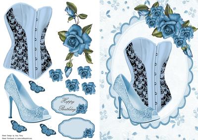 Lovely Pale Blue Corset & Glitzy Shoe