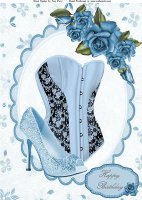 Lovely Pale Blue Corset & Glitzy Shoe A4