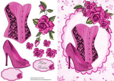 Lovely Hot Pink Corset with Glitzy Shoe