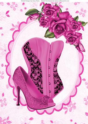 Lovely Hot Pink Corset with Glitzy Shoe A4
