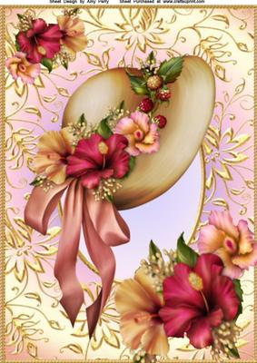 Beautiful Ladies Hat with Flowers & Berries A4