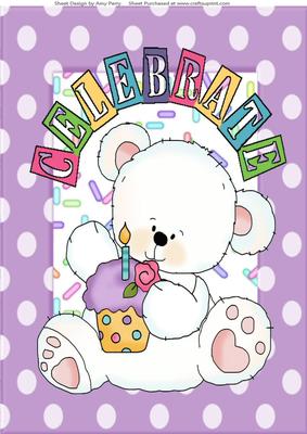 Celebrate Birthday Polar Bear with Cupcake A4
