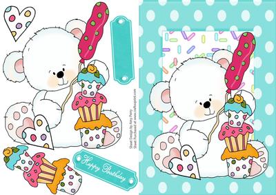 Polar Bear with Cupcakes & Balloon's