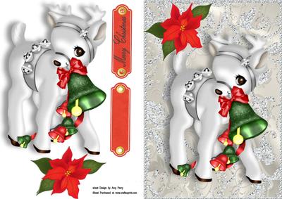 Lovely Silver Reindeer with Christmas Bells