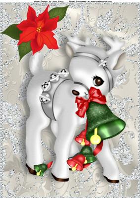 Lovely Silver Reindeer with Christmas Bells A4