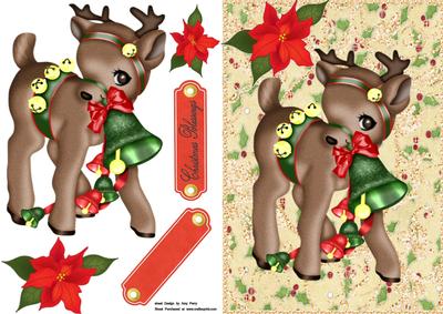 Lovely Brown Reindeer with Festive Bell's