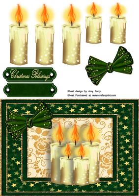 Beautiful White Candle's in Green Star Frame