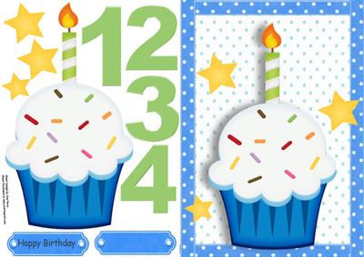 Lovely Blue & White Cupcake 1-4