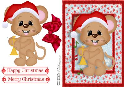 Lovely Santa Mouse with Trumpet