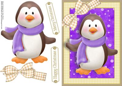 Cute Penguin with Purple Scarf
