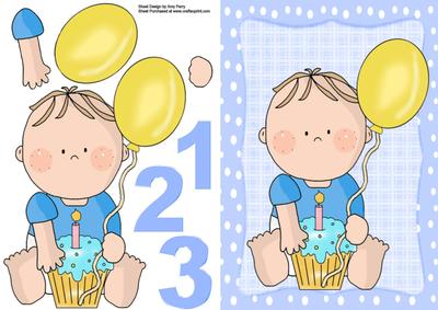 Birthday Boy with Cupcake & Balloon