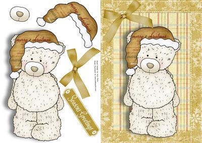 Cute Tatty Teddy with Dark Gold Santa Hat