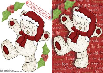 Cute Tatty Teddy with Dark Red Santa Hat