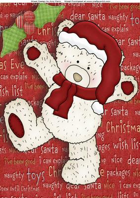 Cute Tatty Teddy with Dark Red Santa Hat A4