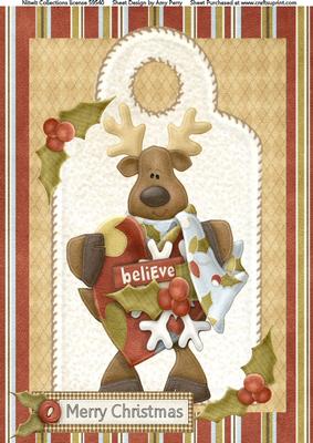 Cute Reindeer with Believe Love Heart