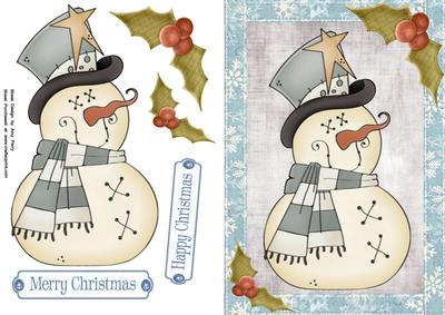 Lovely Snowman with Grey Hat & Scarf