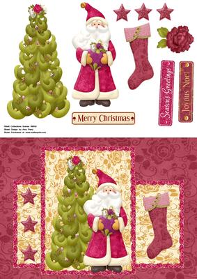 Vintage Santa with Stocking & Tree