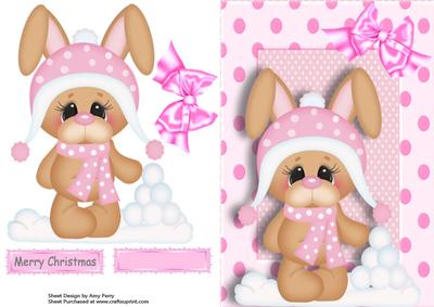 Cute Christmas Bunny with Snowballs