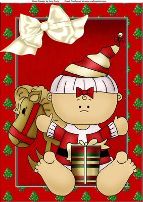 Baby Dressed Up as Santa with Toys A4