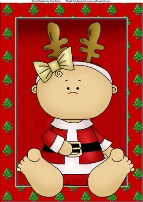 Santa Baby with Reindeer Antlers A4