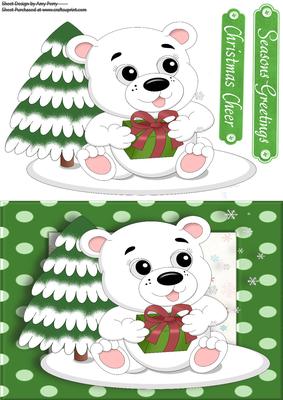 Lovely Polar Bear with Snow Covered Tree