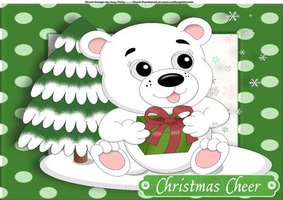 Lovely Polar Bear with Snow Covered Tree A4
