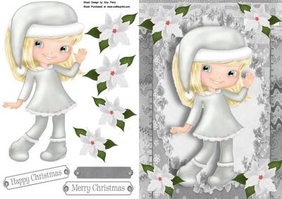 Little Blonde Girl in Silver Outfit