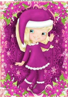 Pretty Blonde Girl in Purple Outfit A4