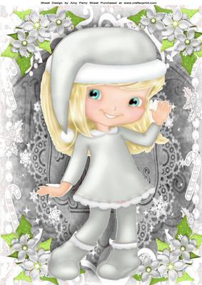 Lovely Blonde Girl in Silver Dress A4