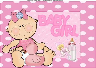 Baby Girl with Pink Duck A4