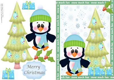 Lovely Penguin in Green & Blue