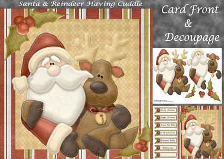 Santa & Reindeer Having a Cuddle 8x8 Mini Kit
