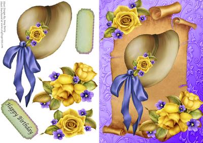 Beautiful Yellow Rose's on Vintage Hat