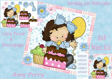 Birthday Girl with Cakes 8x8 Mini Kit
