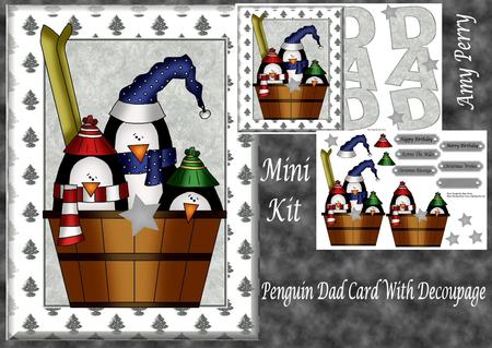 Pengiun's in a Barrel Dad Card