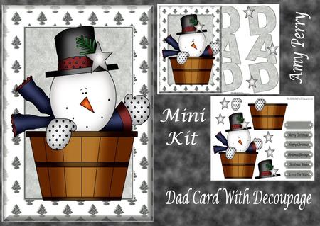Snowman in Barrel Dad Card
