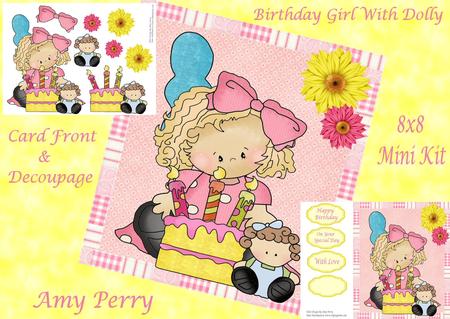 Birthday Girl with Dolly 8x8 Mini Kit